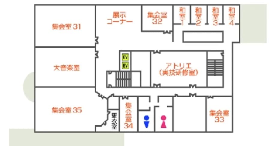 館内フロア案内図(32集会室)。